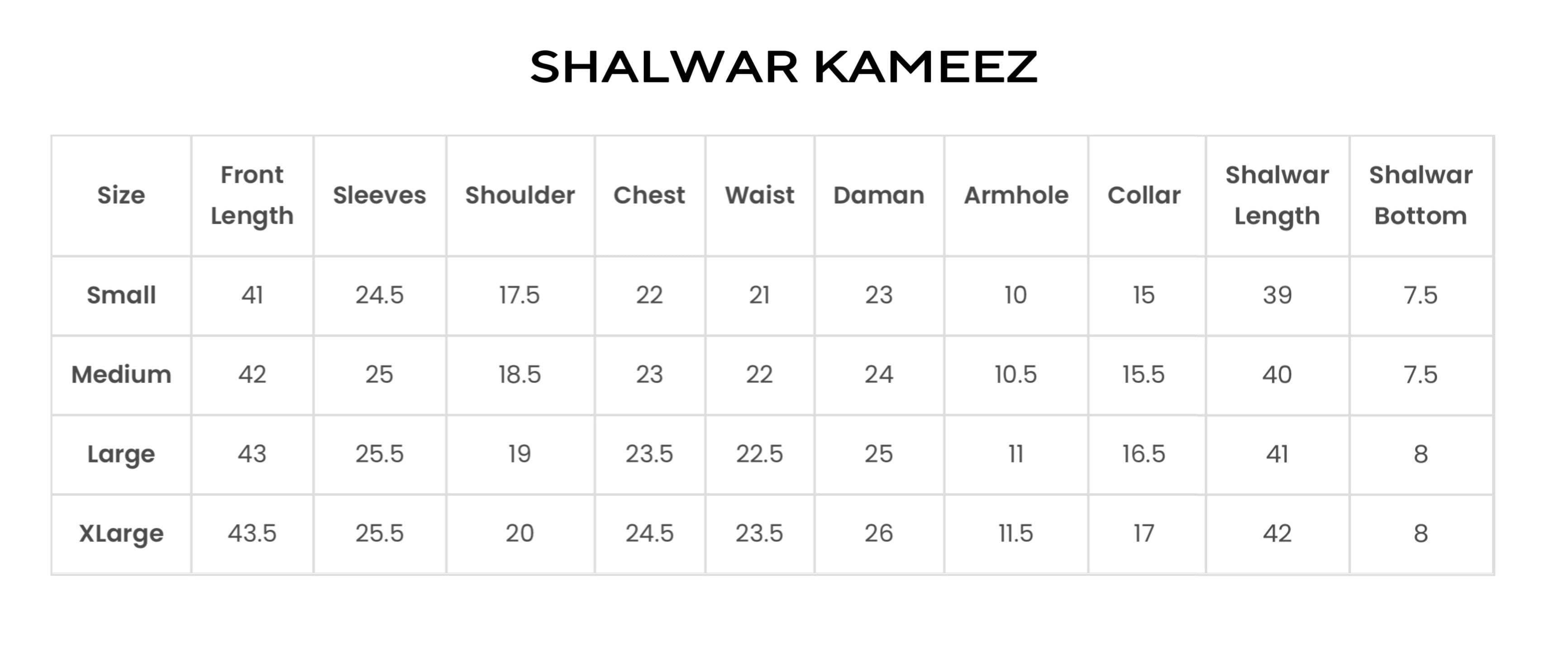 Size Chart