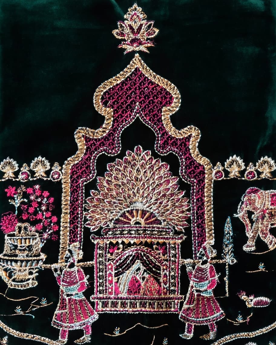 Green Embroidered Shawl