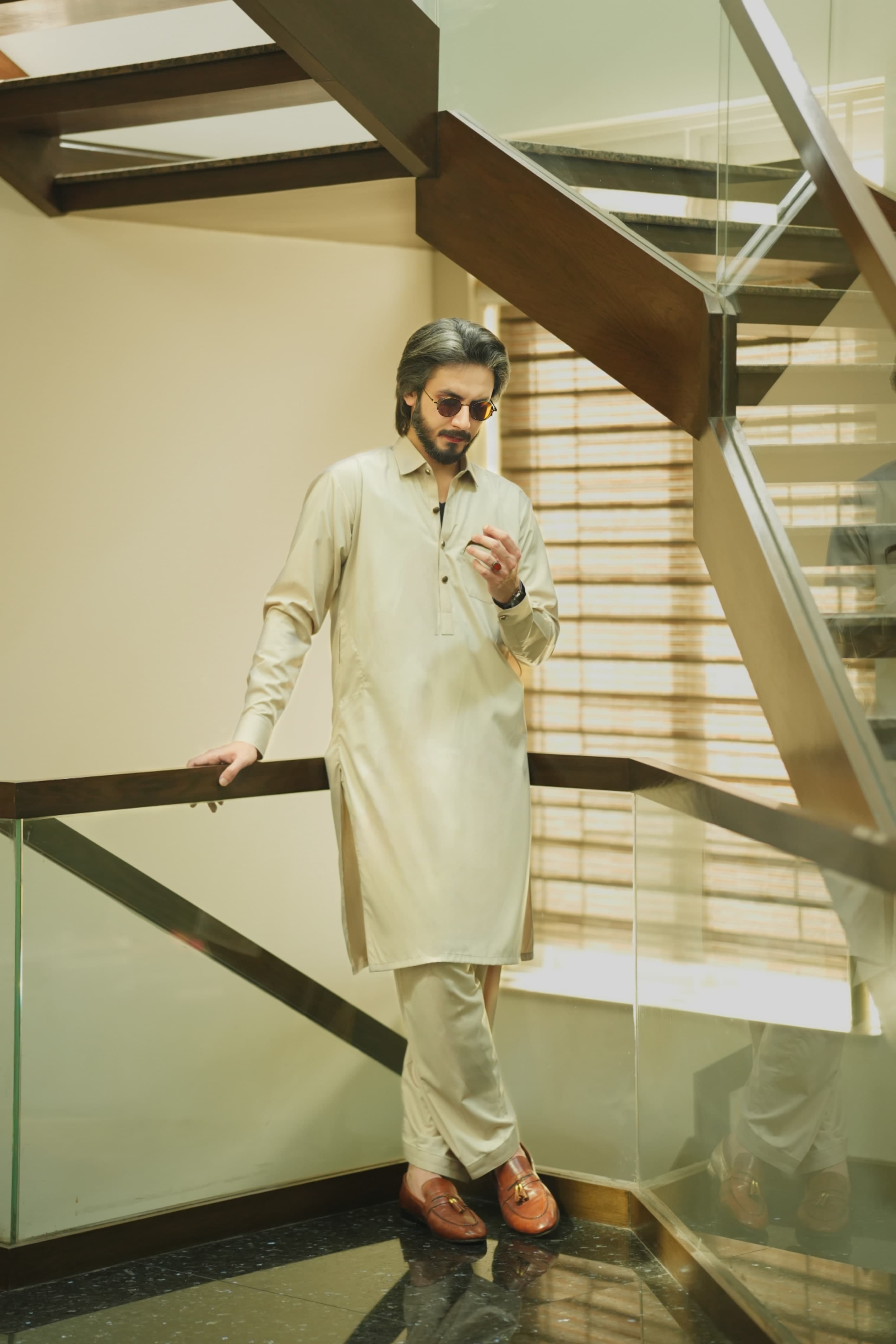 Pale Beige Kameez Shalwar