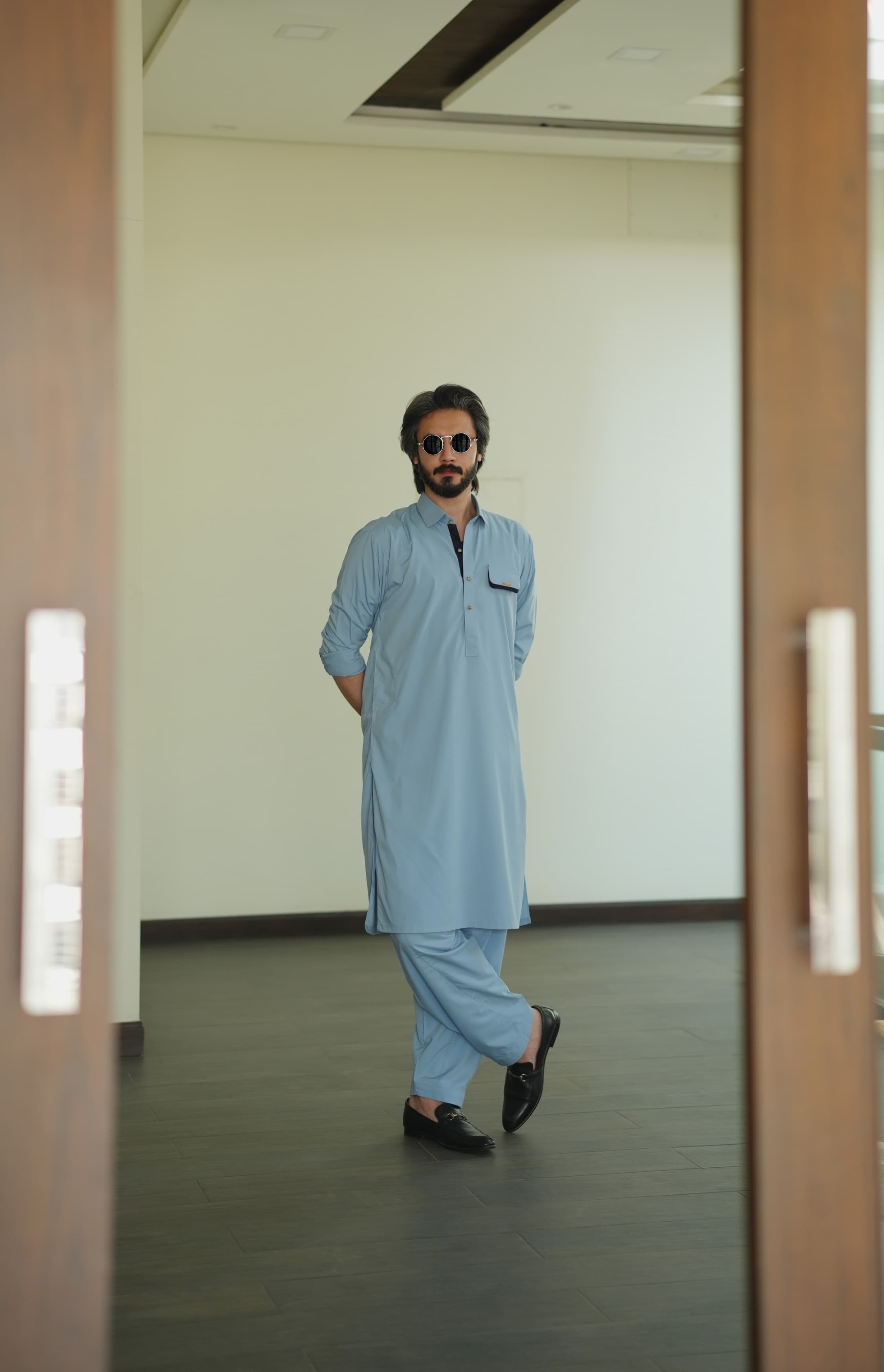 Pastel Blue Kameez Shalwar