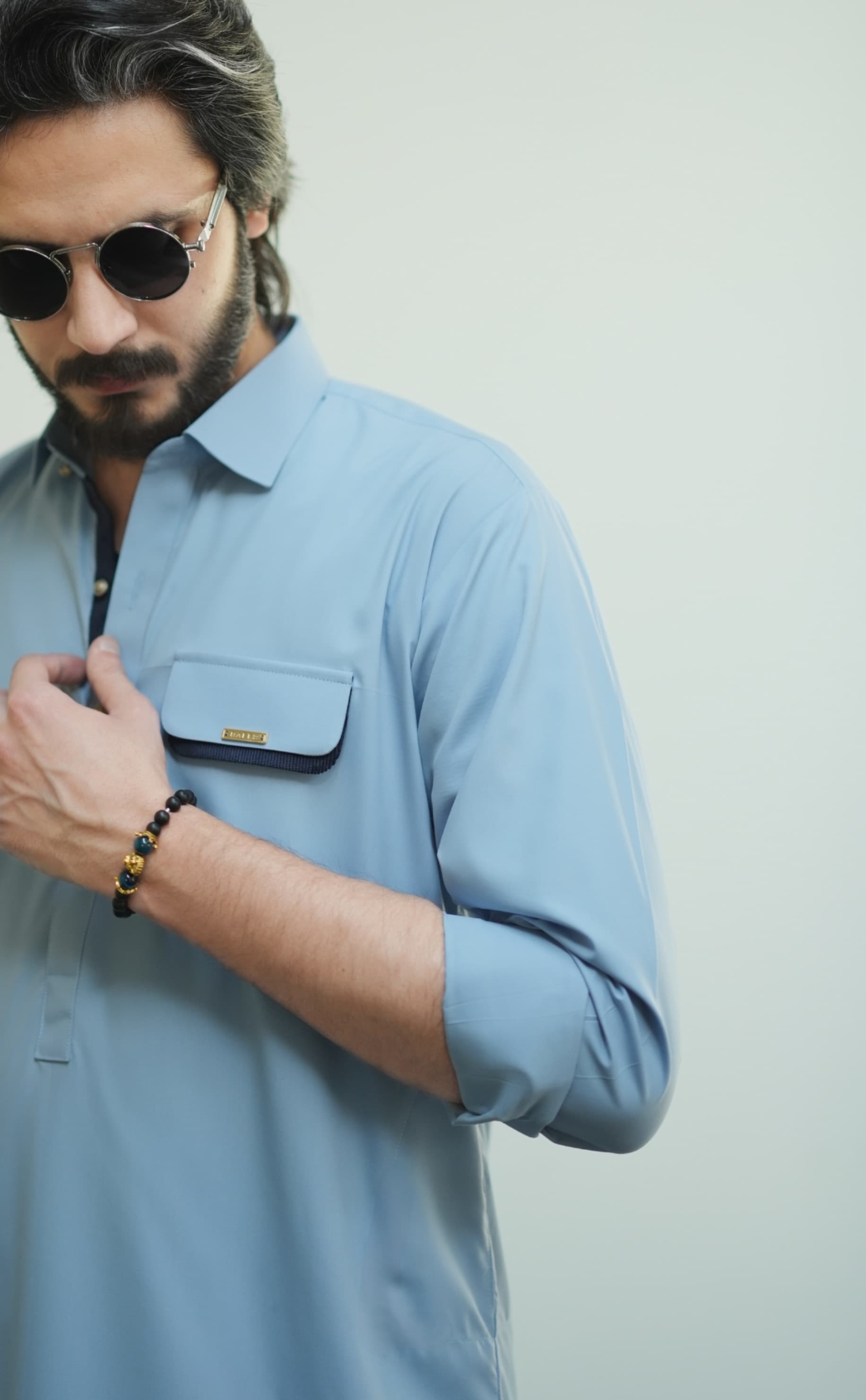 Pastel Blue Kameez Shalwar