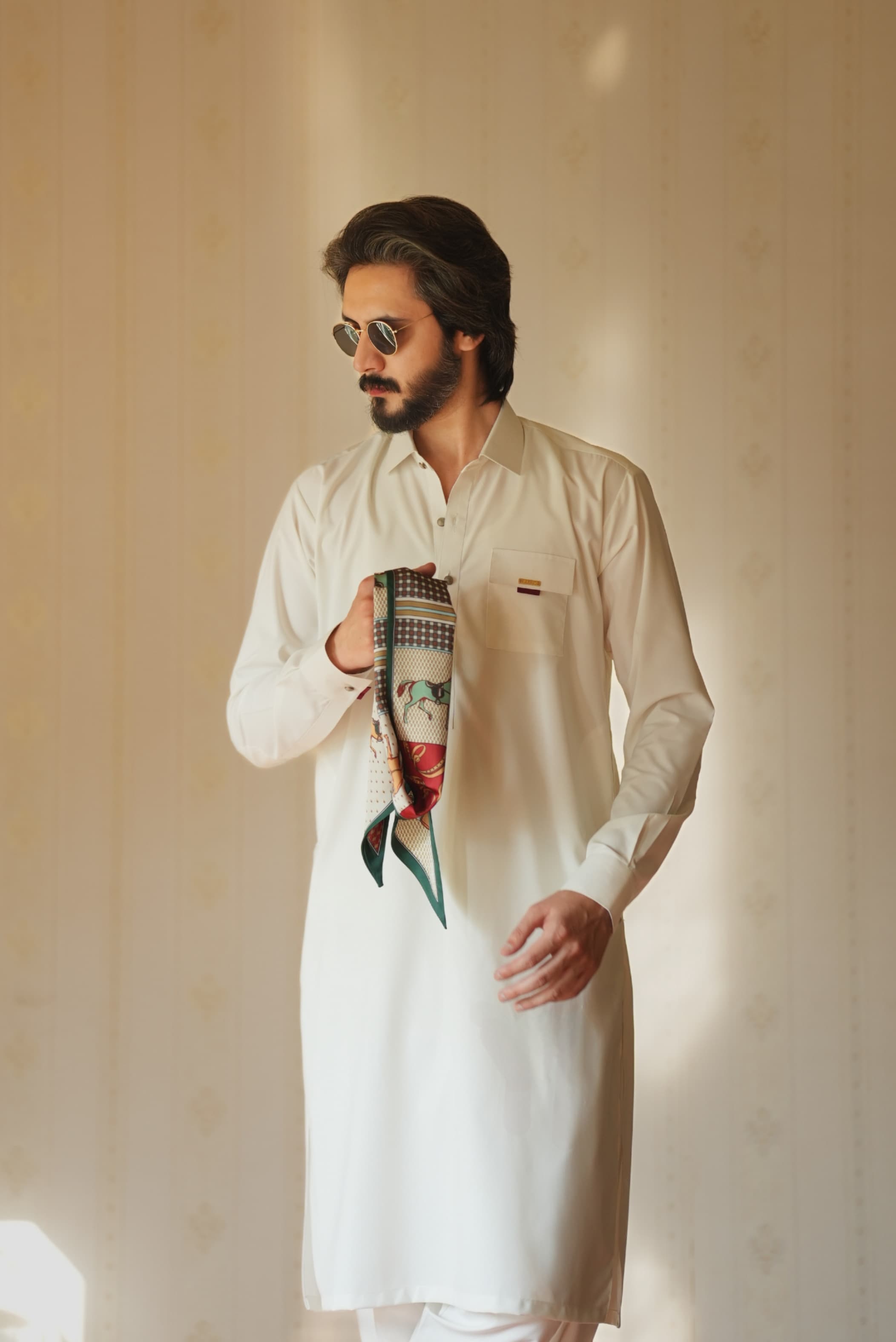 Cream White Kameez Shalwar