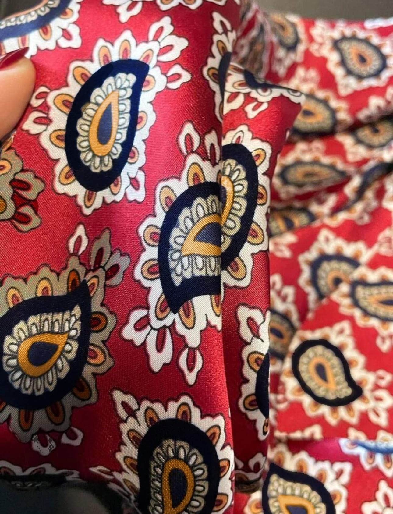 Red Paisley Silk Scarf