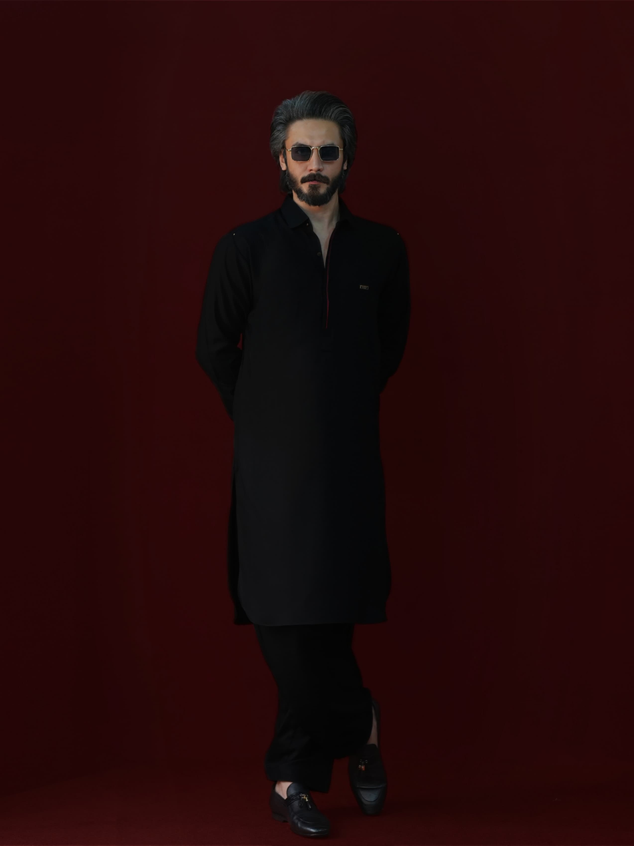 Smoky Black Kameez Shalwar