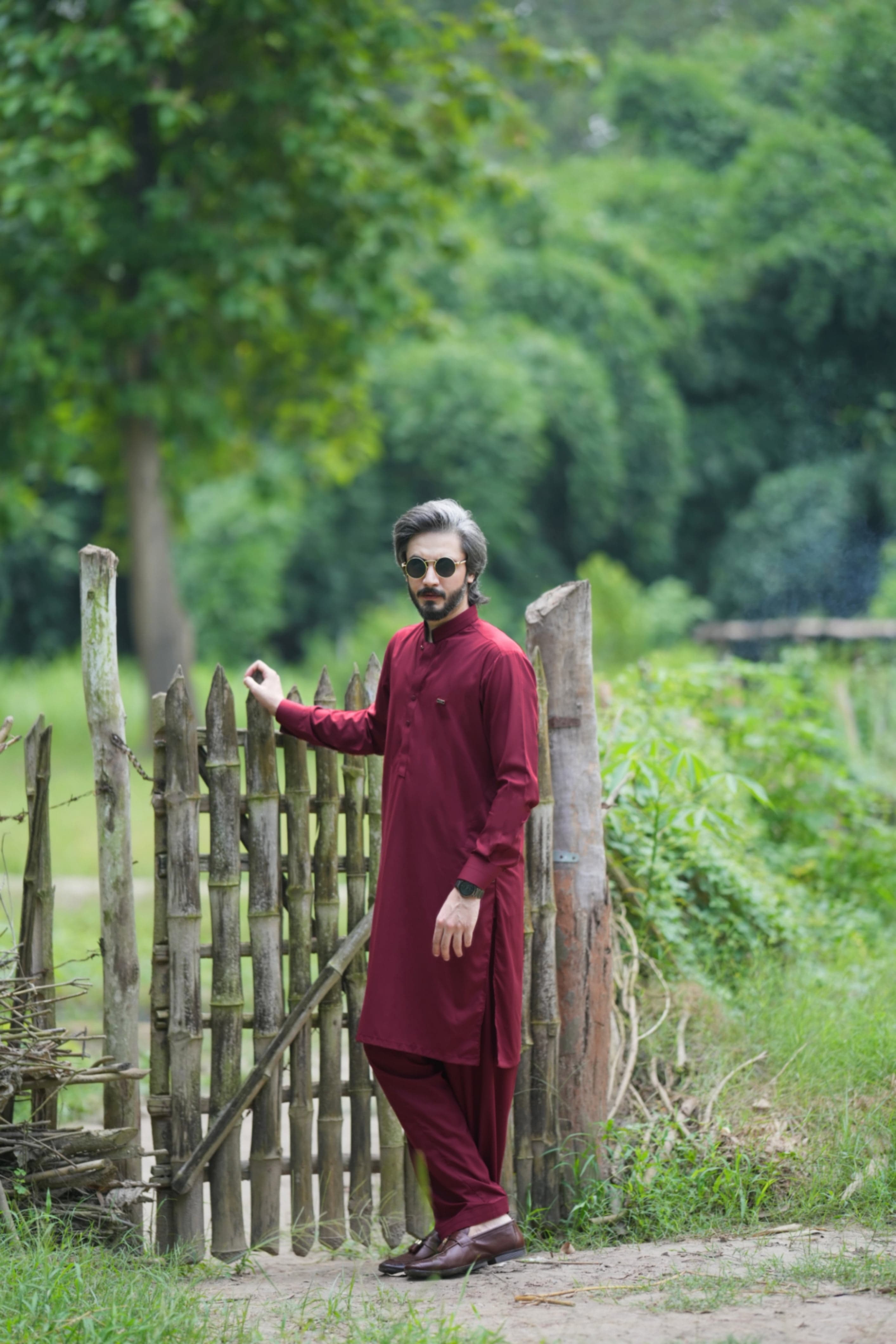 Cherry Red Kameez Shalwar