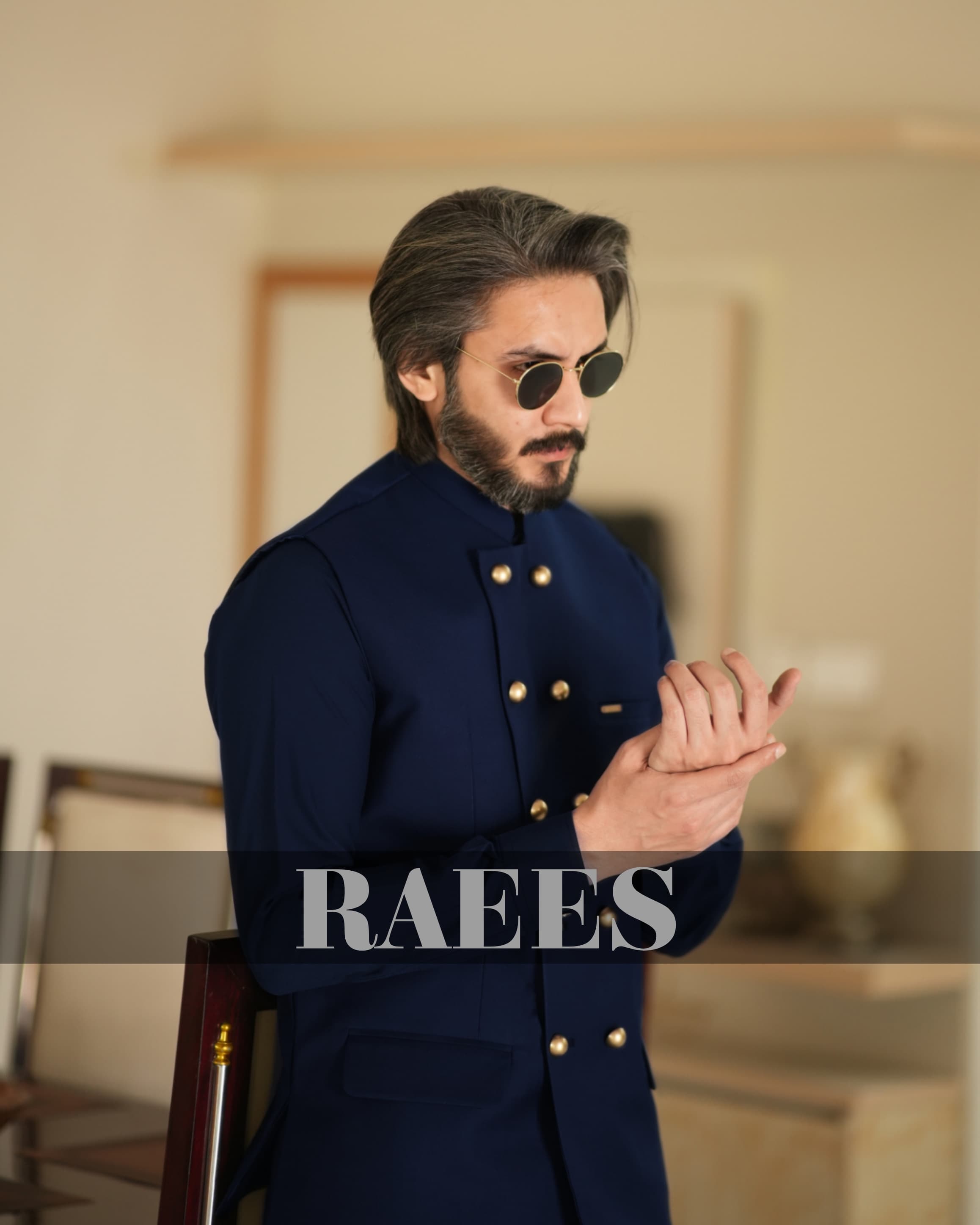 Blue Double Breasted Waistcoat