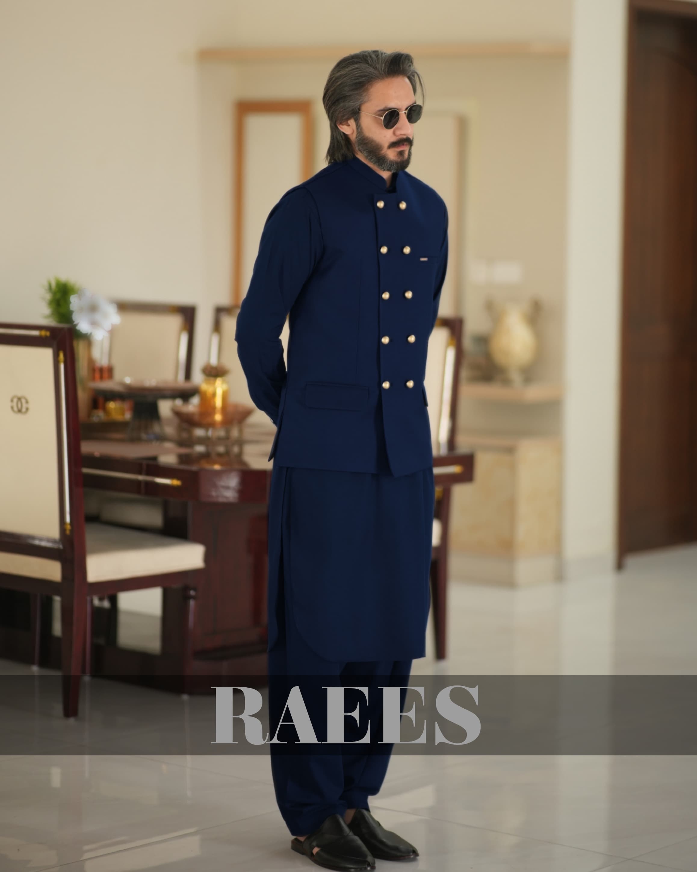 Blue Double Breasted Waistcoat