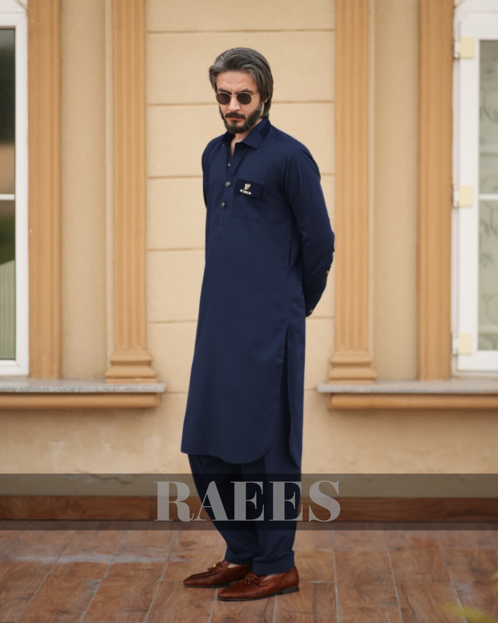 Raees Blueline Kameez Shalwar