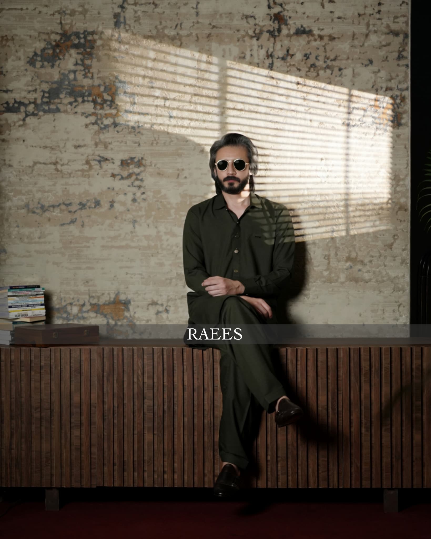 Green Jasper Textured Kameez Shalwar