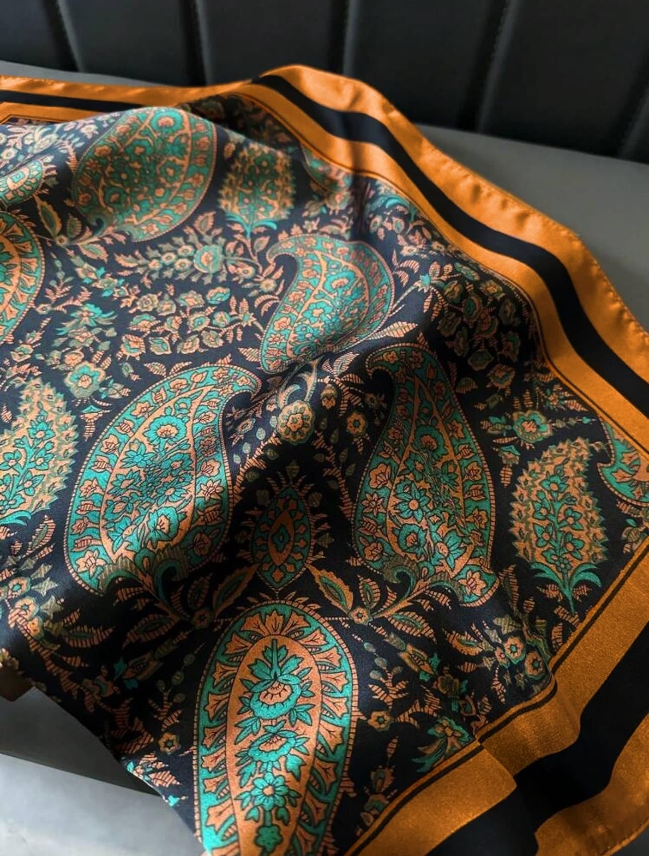 Orange Paisley Silk Scarf