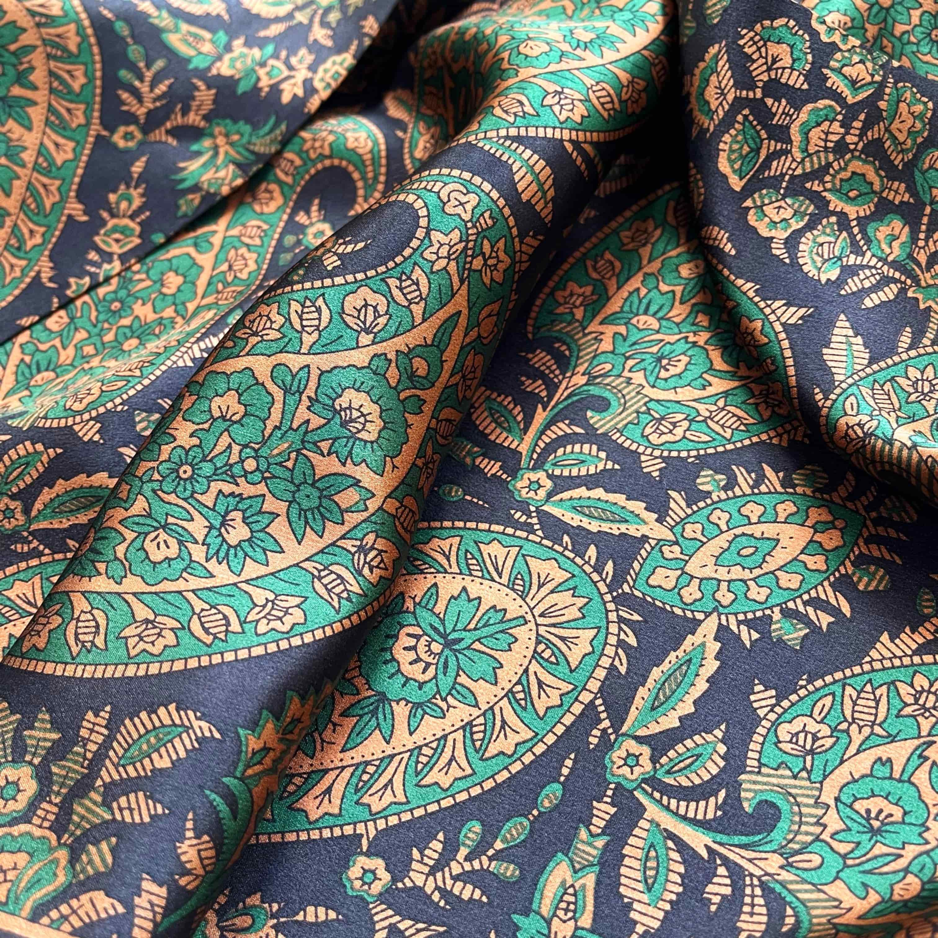 Orange Paisley Silk Scarf