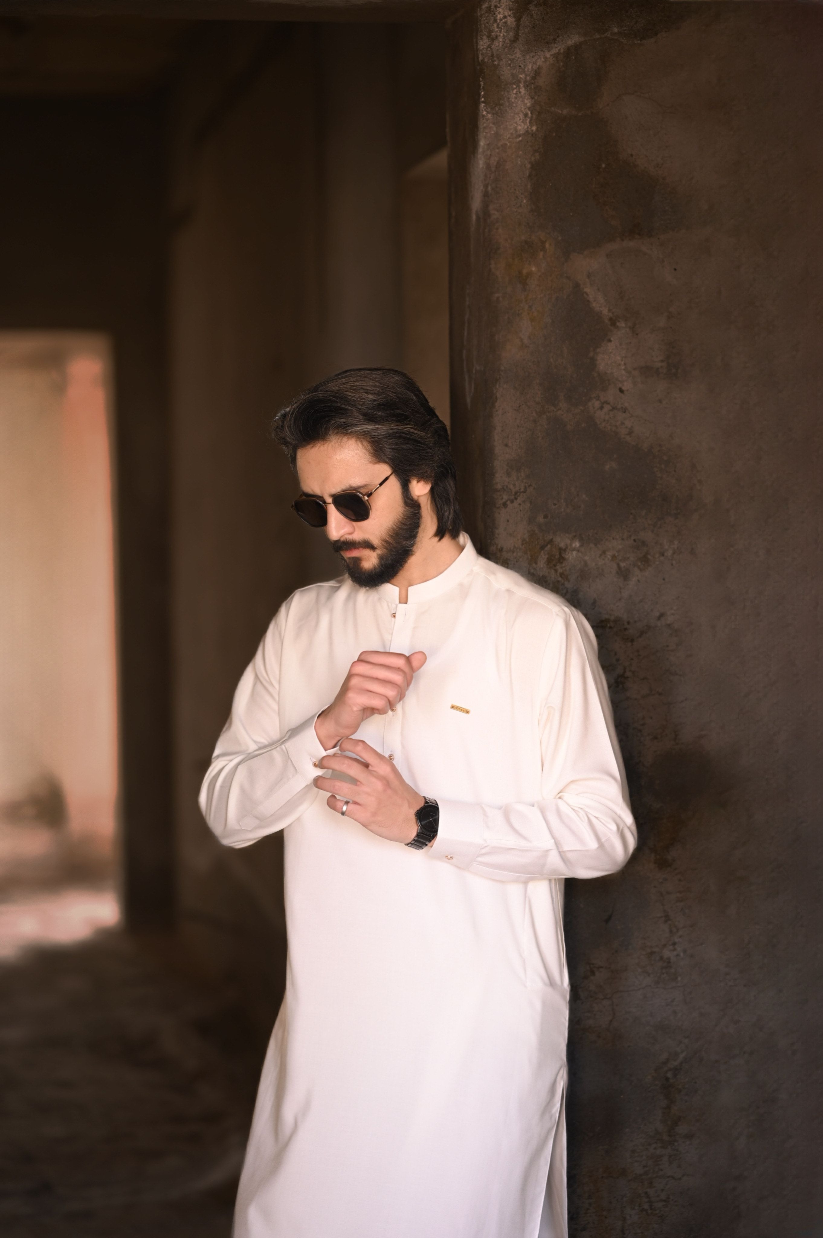 Plain Off White Kameez Shalwar