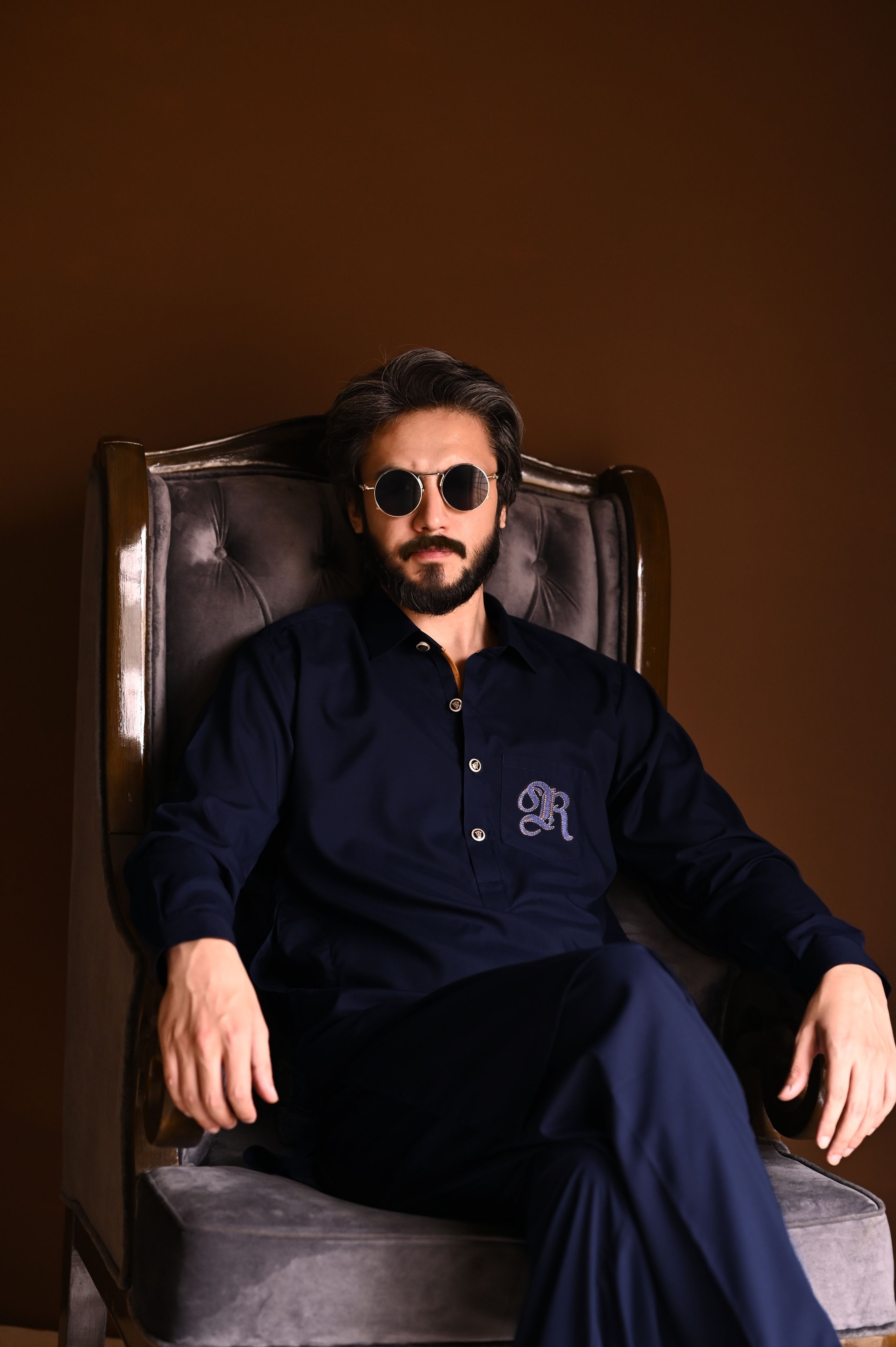 Royalty Dark Navy Blue Kameez Shalwar