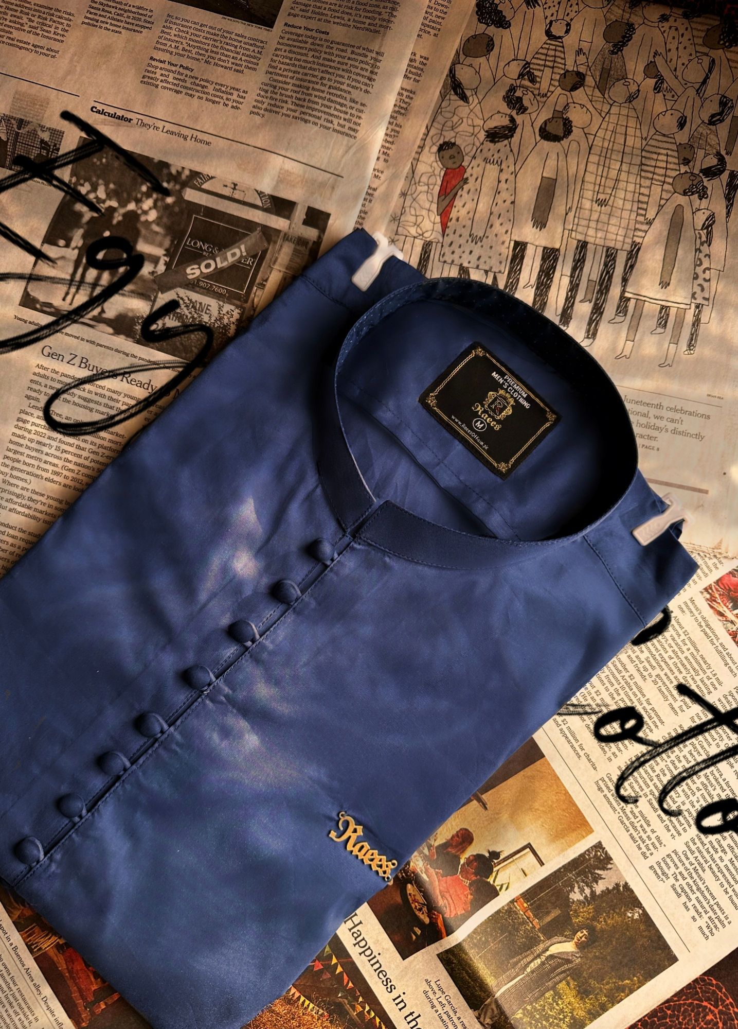 A Cut Mid Blue Kurta