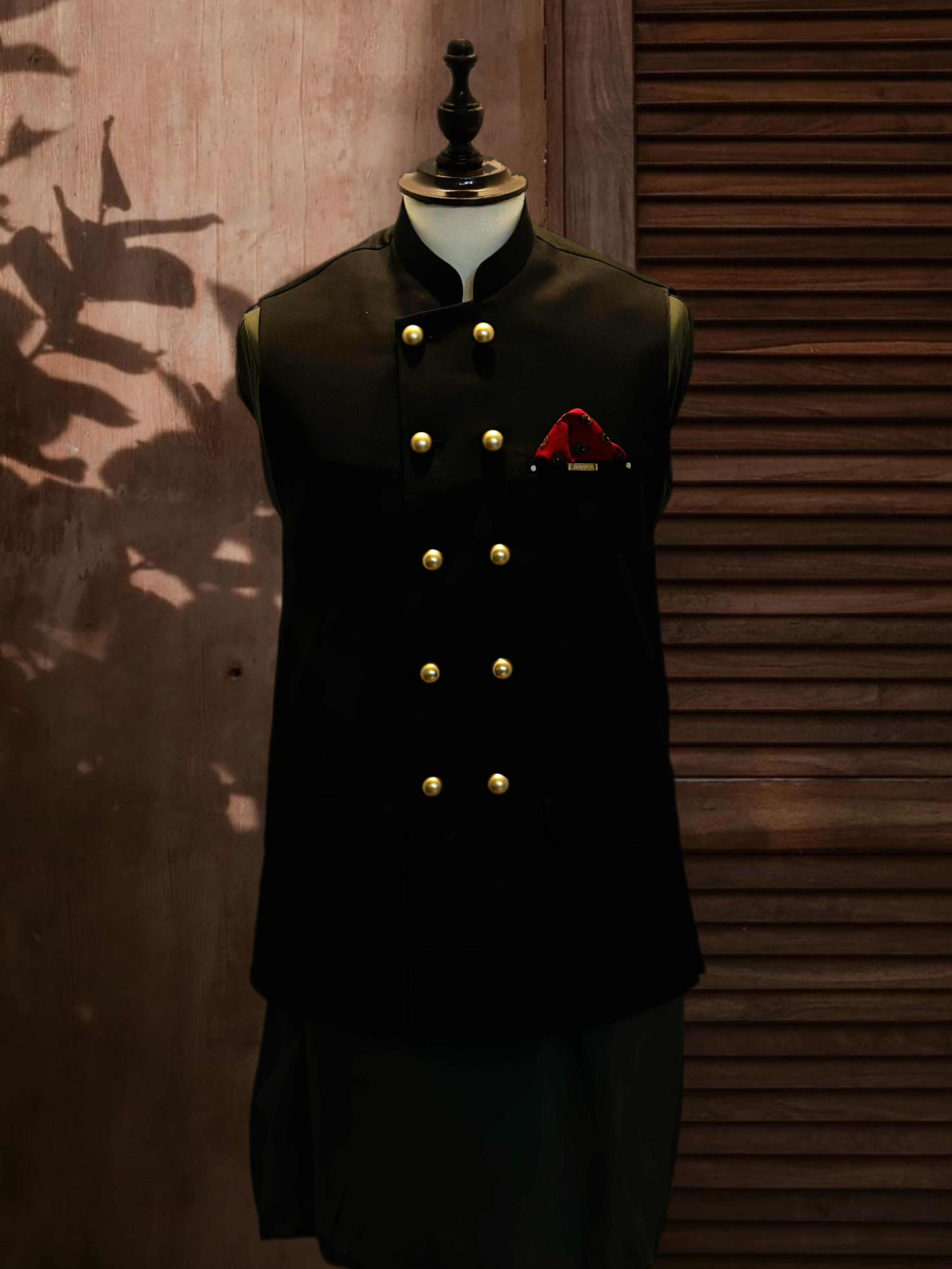 Black Double Breasted Waistcoat