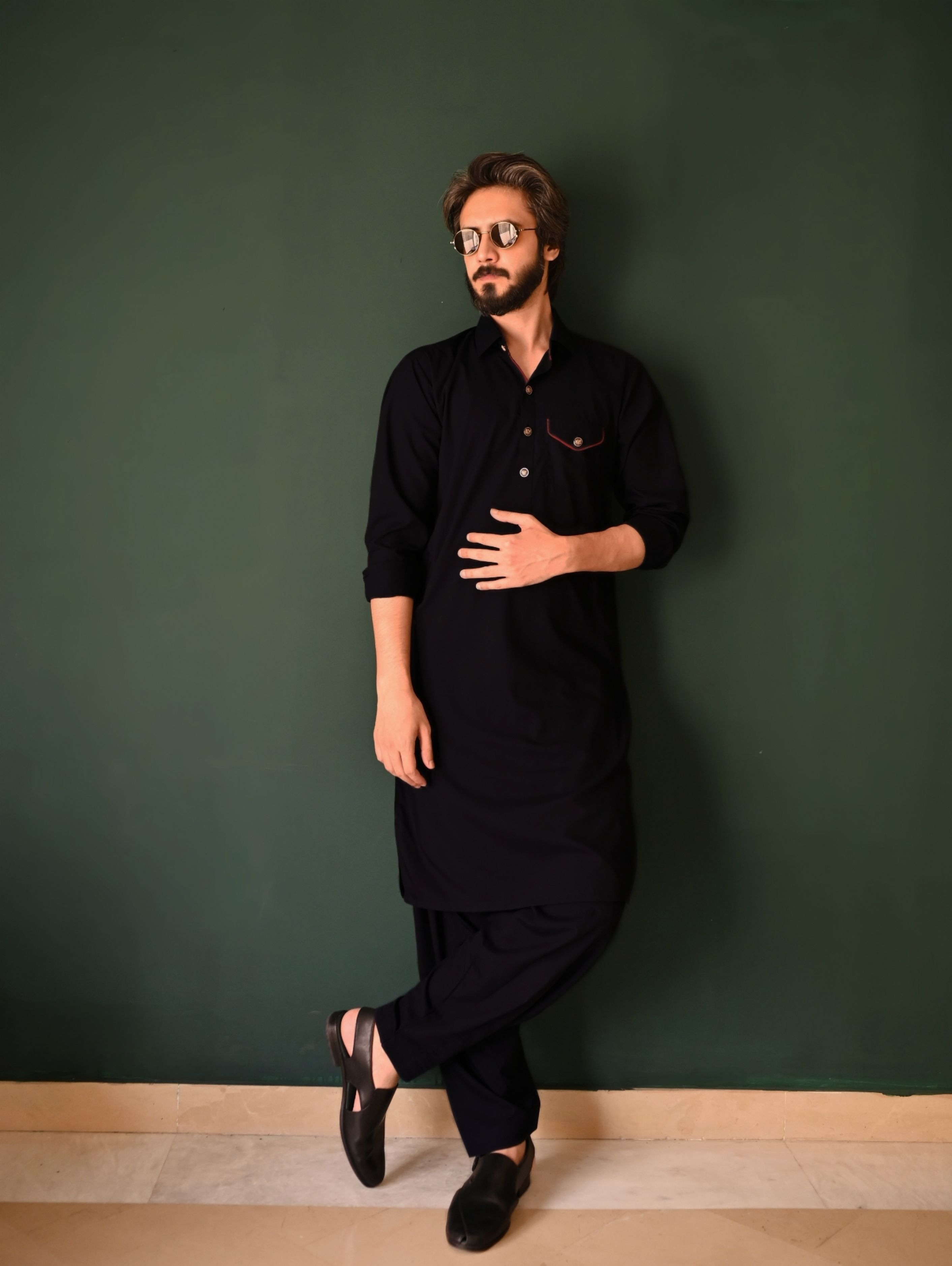 Dark Black Kameez Shalwar