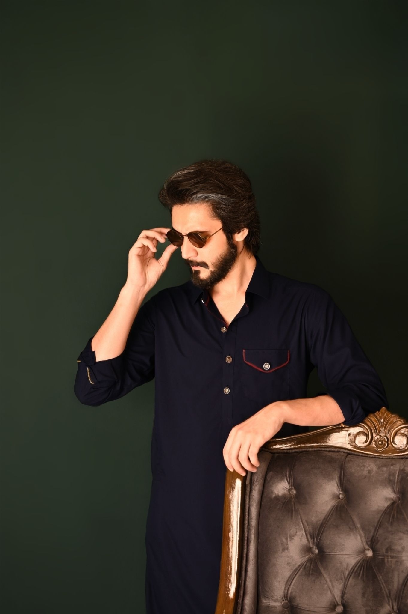 Dark Navy Blue Kameez Shalwar