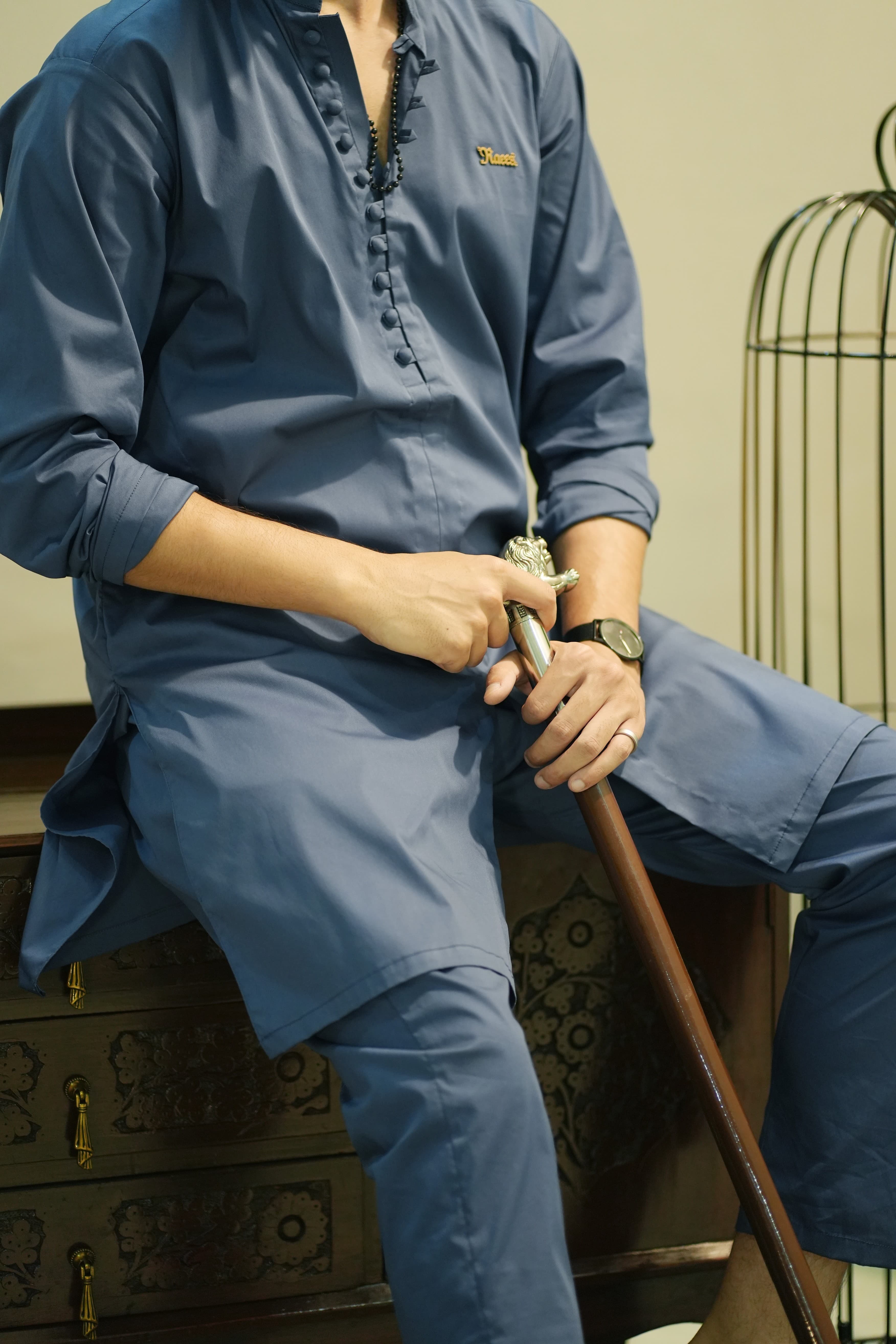 A Cut Mid Blue Kurta