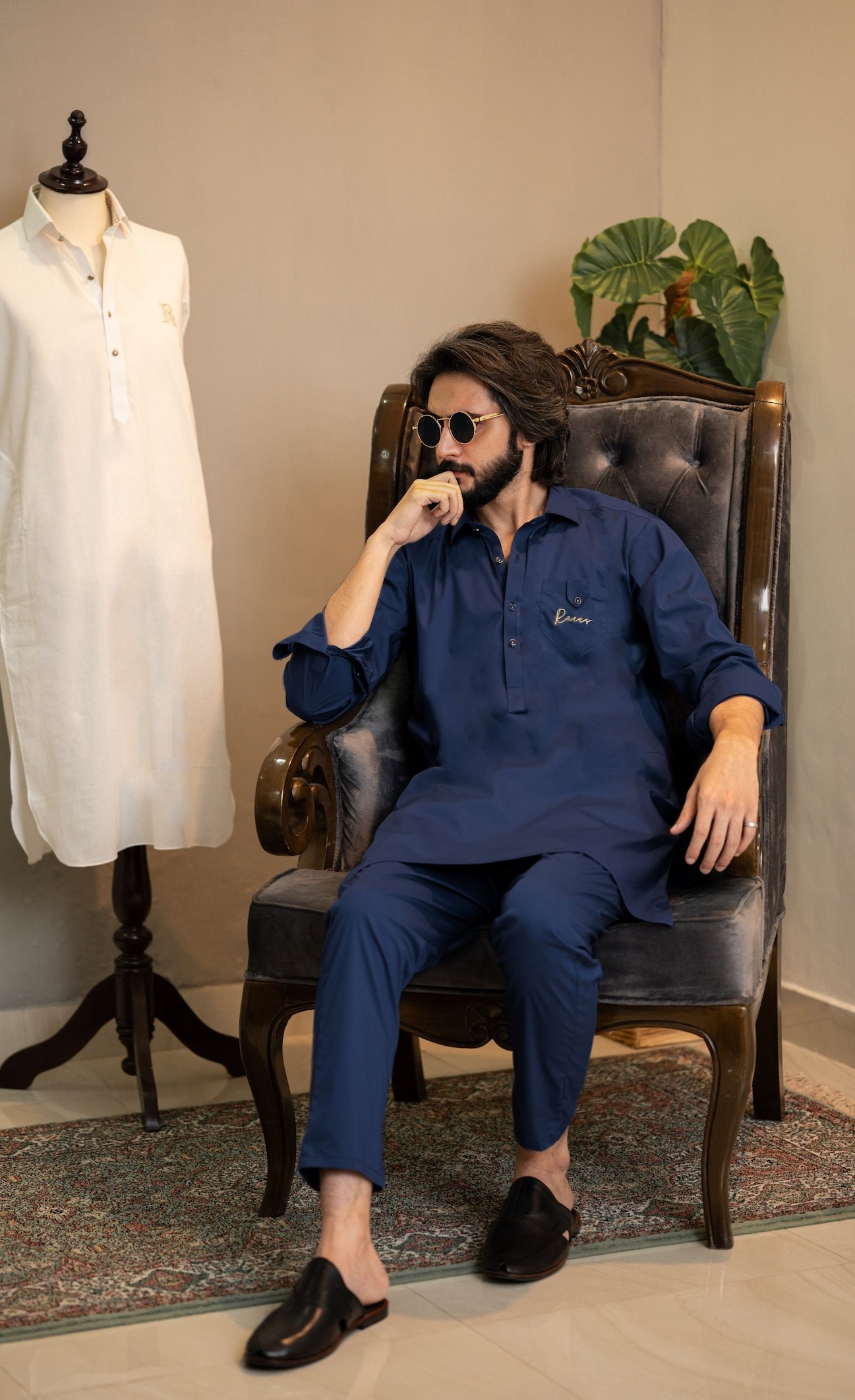 Mid Blue Signature Kameez Trouser