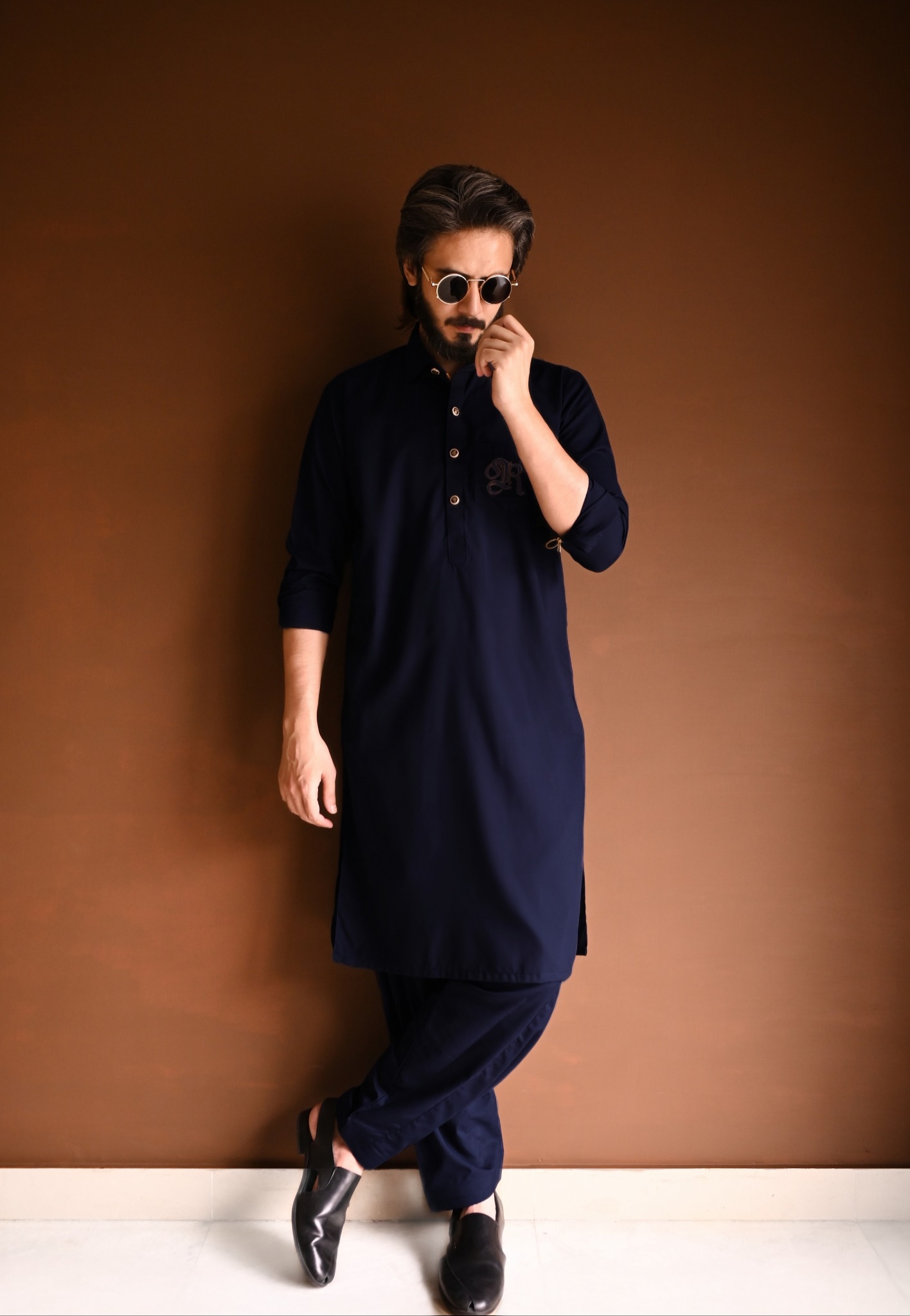 Royalty Dark Navy Blue Kameez Shalwar