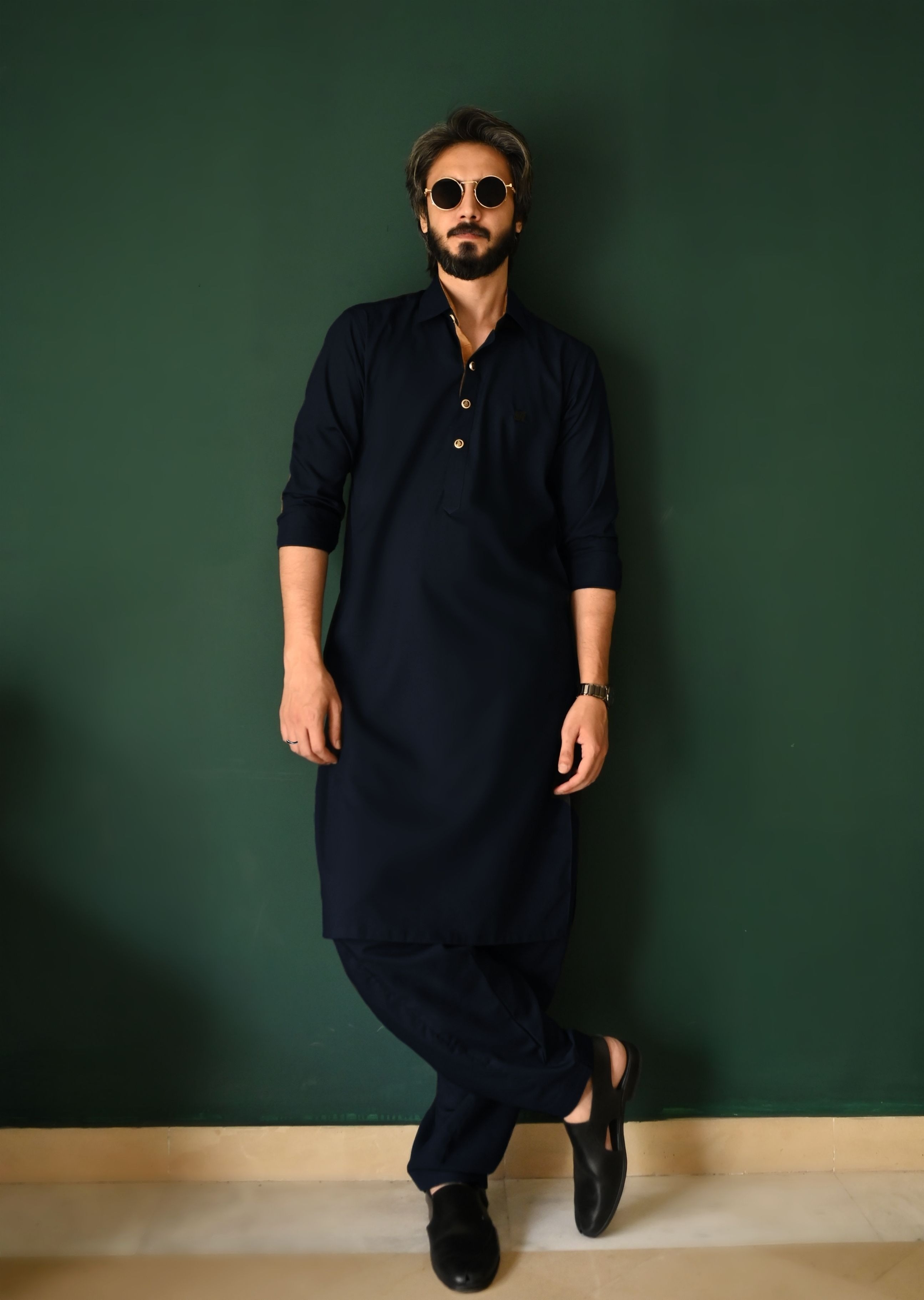 Dark Blue Kameez Shalwar